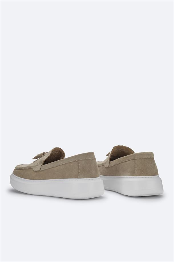 Beige Suede Moccasins