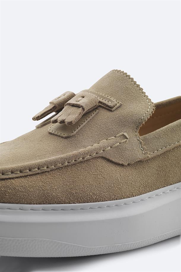 Beige Suede Moccasins