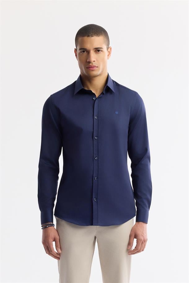 Bej Klasik Bel Armürlü Pamuk Karışımlı Lamus Slim Fit Chino Pantolon