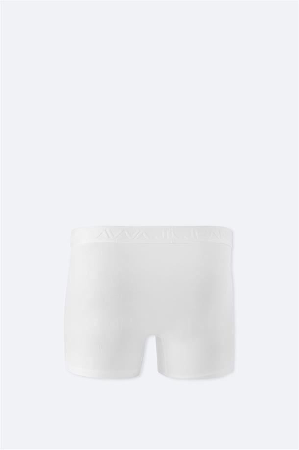 Beyaz Düz Basic Tekli Boxer