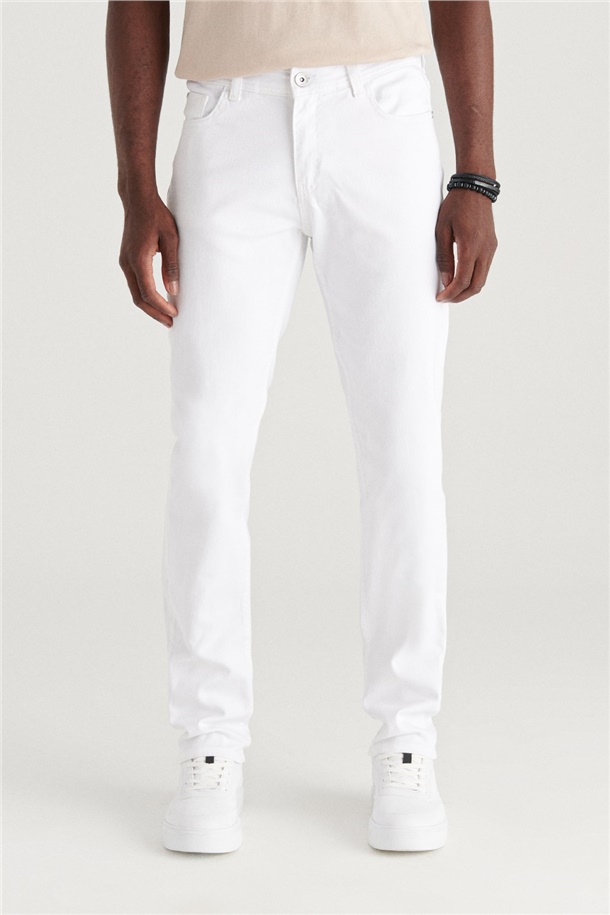 Beyaz Slim Fit Jean Pantolon
