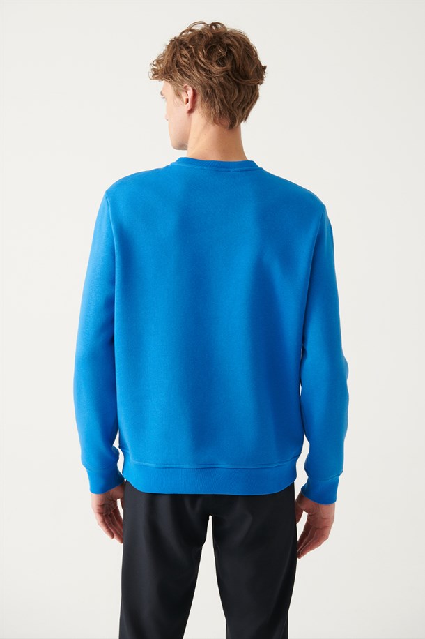 Bisiklet Yaka Baskılı Oversize  Sweatshirt