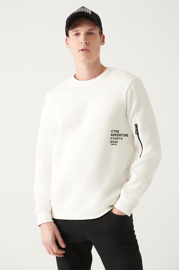 Bisiklet Yaka Baskılı Regular Fit  Sweatshirt