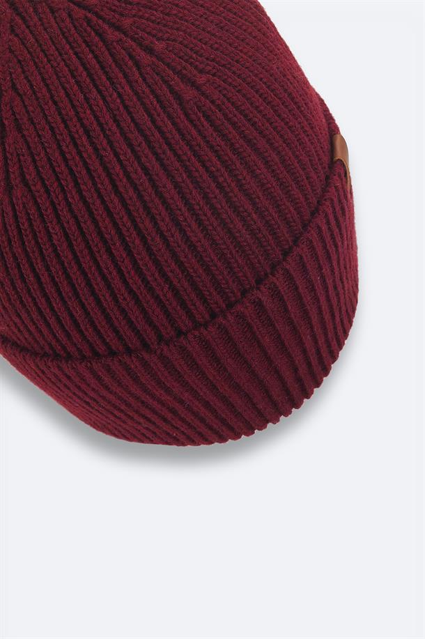 Burgundy Wool Blend Beanie