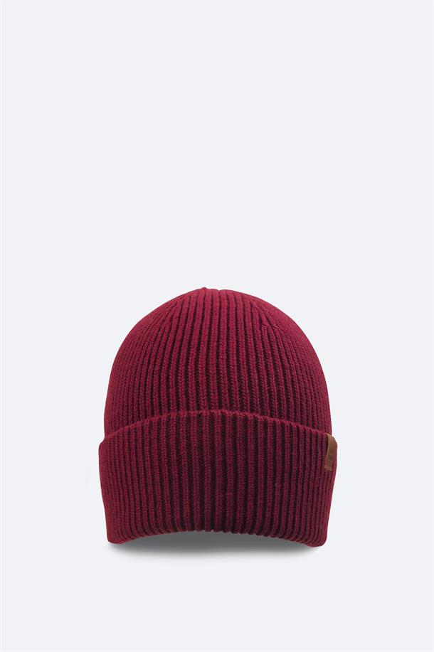 Burgundy Wool Blend Beanie