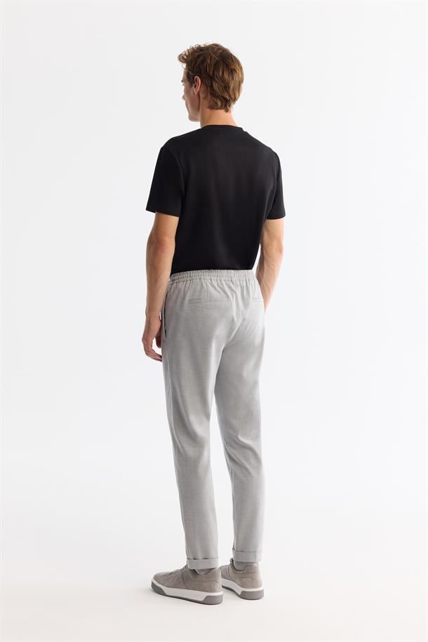 Gri Basic Beli Lastikli Duble Paça Jogger Pantolon