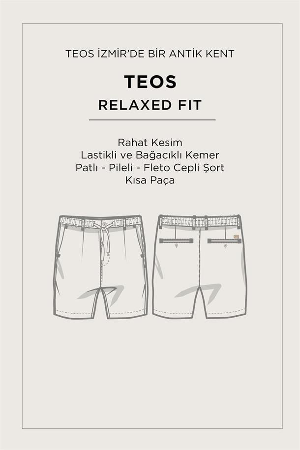 Gri Beli Lastikli Keten Karışımlı Şort