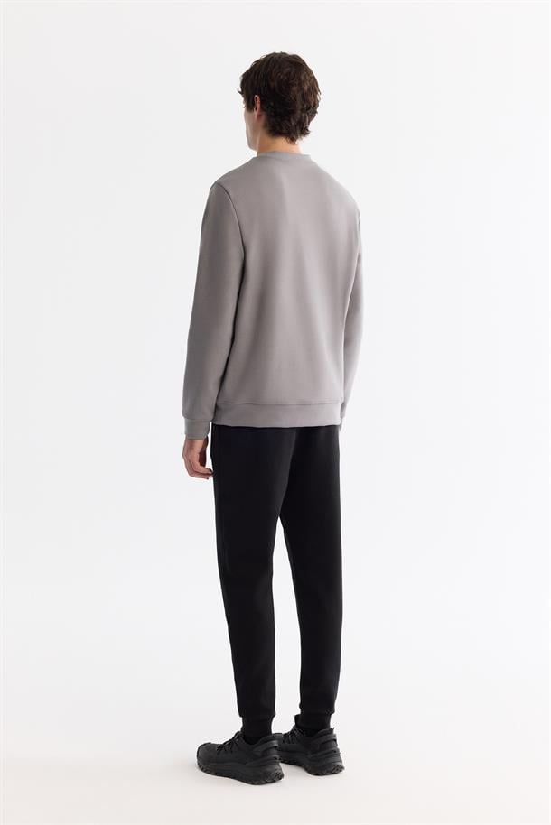 Gri Bisiklet Yaka Sweatshirt