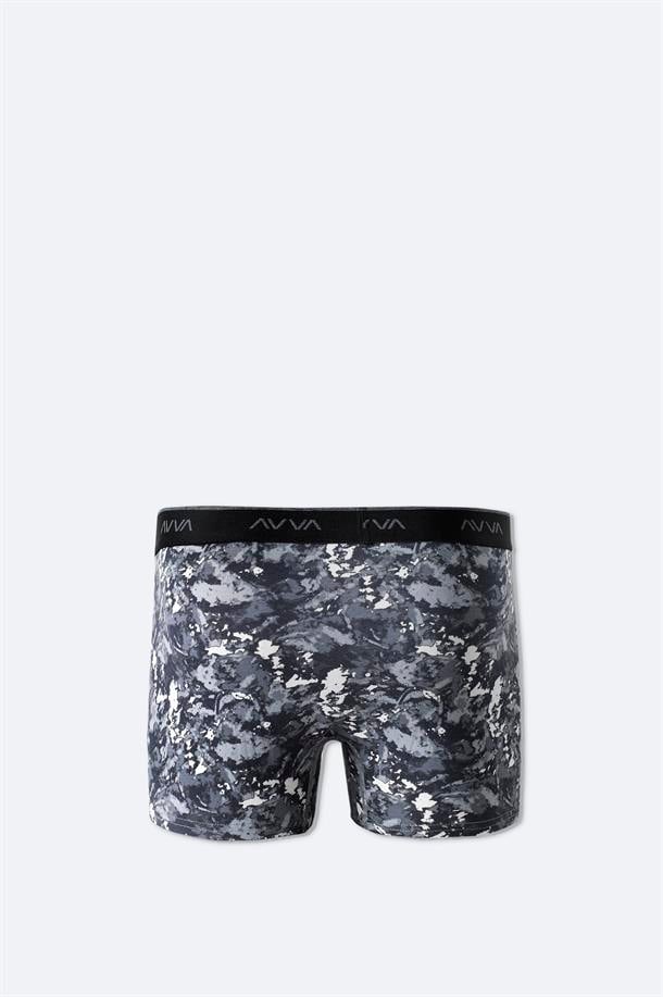Gri Kamuflaj Desenli Tekli Boxer