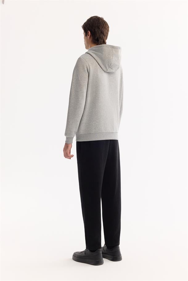 Grey Hooded Zip Through Sweatshirt