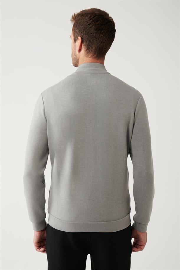 Gri Soft Touch Dik Yaka Regular Fit Standart Kesim Sweatshirt