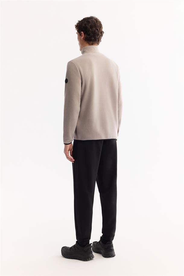 Gri Soğuğa Dayanıklı Yarım Fermuarlı Dik Yaka Polar Sweatshirt