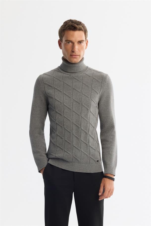 Grey Roll Neck Jumper