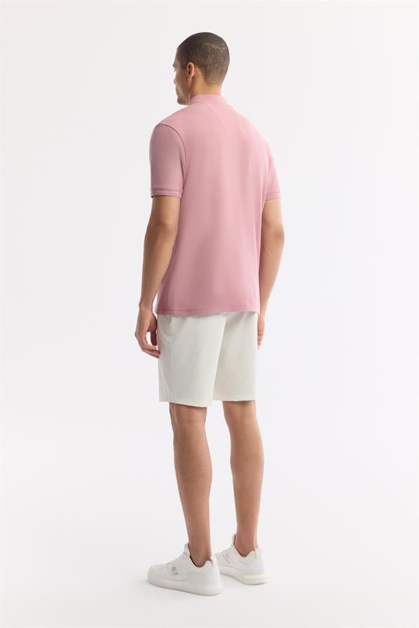 Gül Kurusu Polo Yaka Kırılmaz Yaka, Serin Tutan, Hızlı Kuruyan Pamuklu T-Shirt