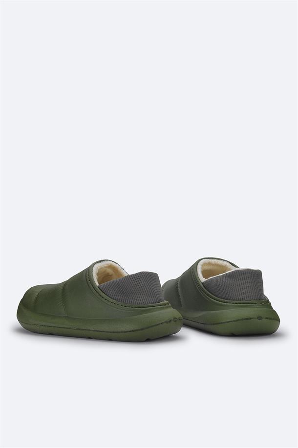 Khaki Faux Fur Eva Slides