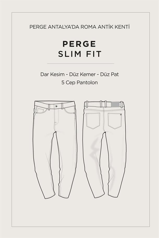 Haki Klasik Bel Armürlü Tensel Karışımlı 5 Cep Perge Slim Fit Pantolon
