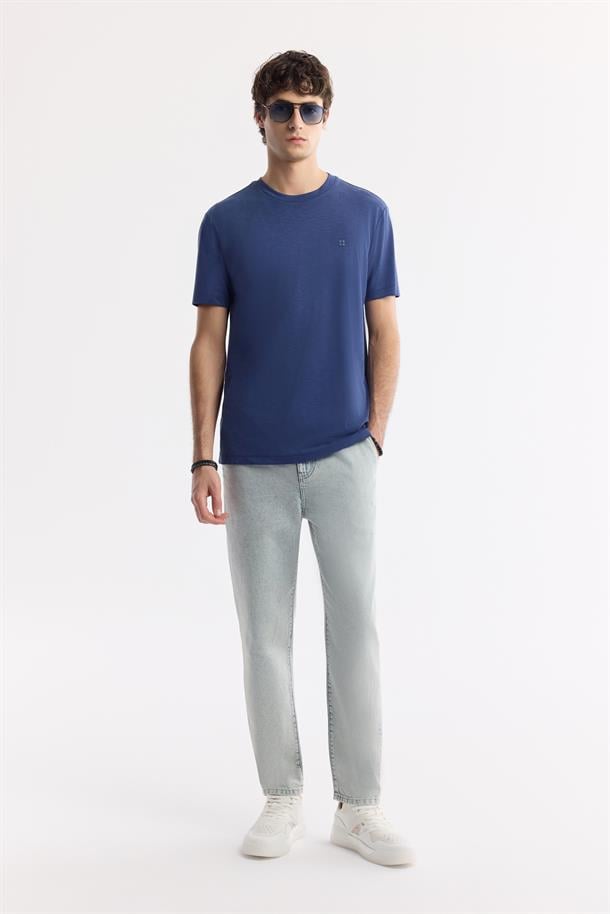 İndigo Soft Touch Bisiklet Yaka T-Shirt
