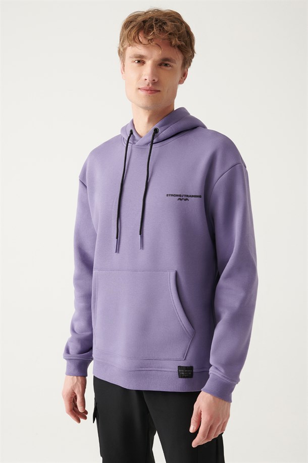 Kapşonlu Yaka Baskılı Oversize  Sweatshirt