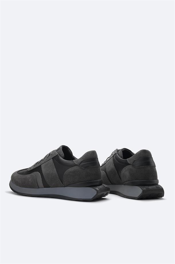 Dark Grey Leather Sneakers