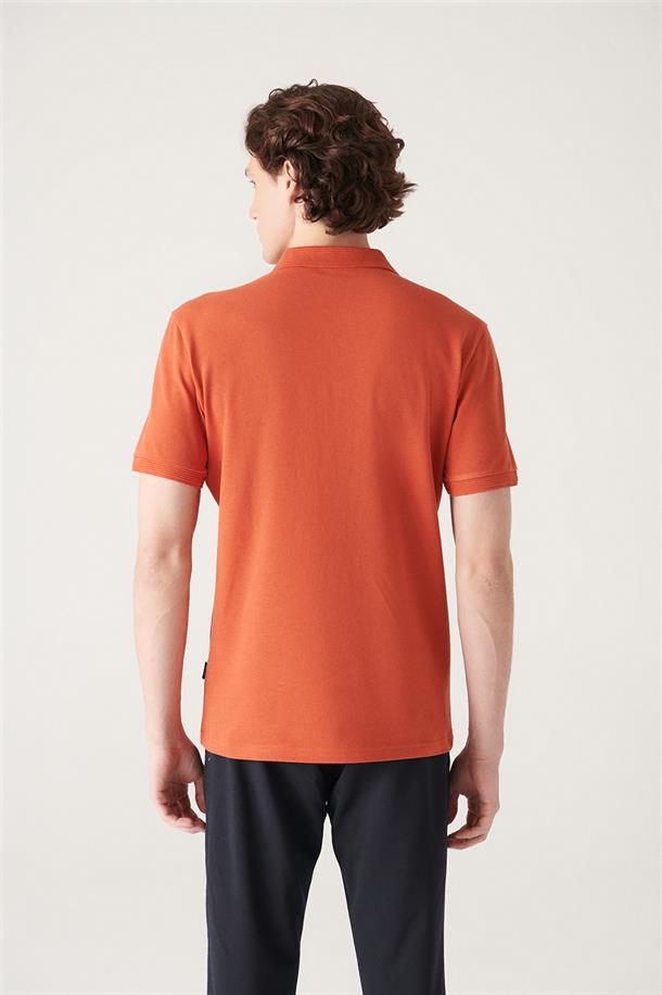 Koyu Turuncu Polo Yaka Basic T-Shirt