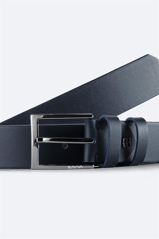 Navy Leather Belt