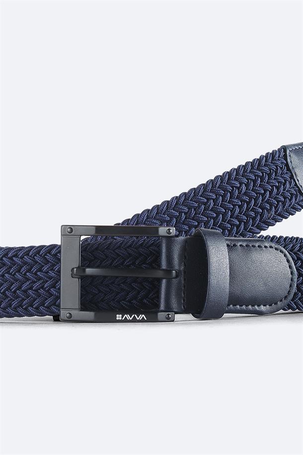 Navy Braided Belt