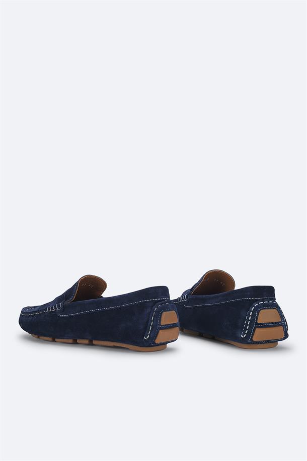 Lacivert %100 Süet Loafer Ayakkabı