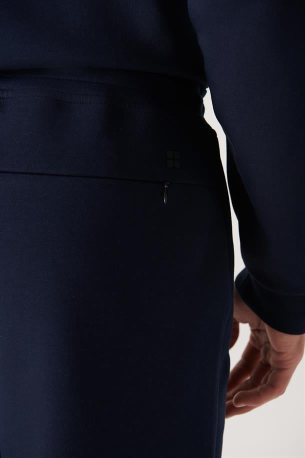Lacivert Beli Lastikli Bağcıklı Yandan Fermuarlı Cepli İnterlok Jogger
