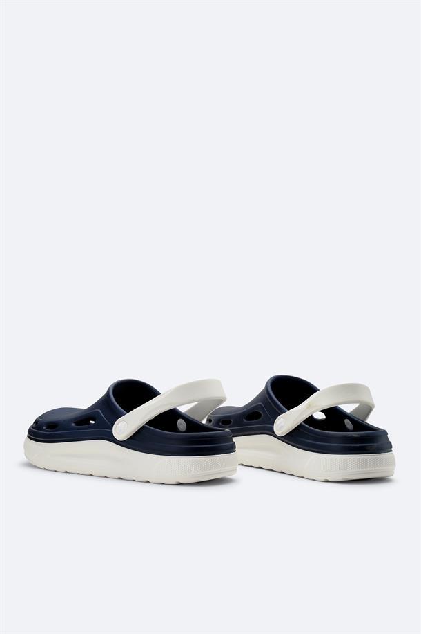 Navy-White Eva Slides