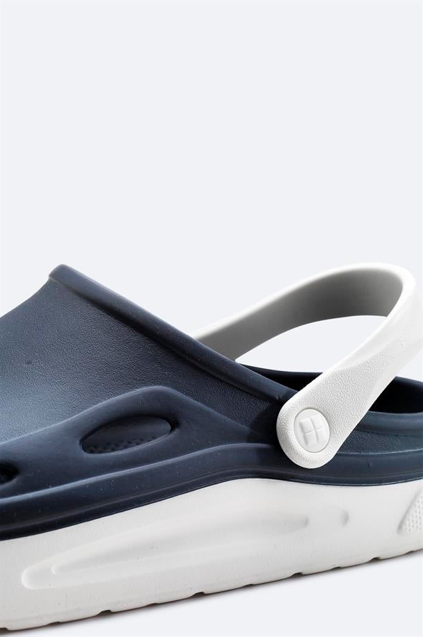 Navy-White Eva Slides