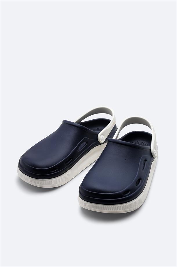 Navy-White Eva Slides