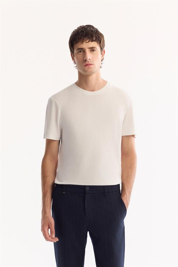 Lacivert Çizgili Flanel Slim Fit Pantolon