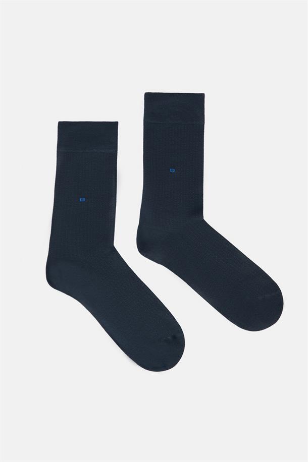 Lacivert Desenli Soket Çorap