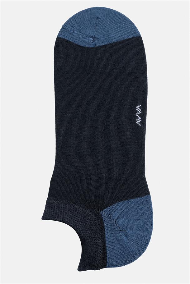 Lacivert Desenli/Düz 2'li Patik Çorap