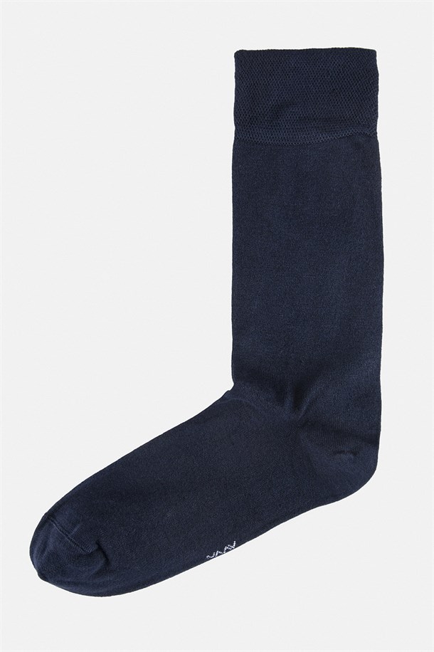 Lacivert Düz/Desenli 2'li Bambu Soket Çorap