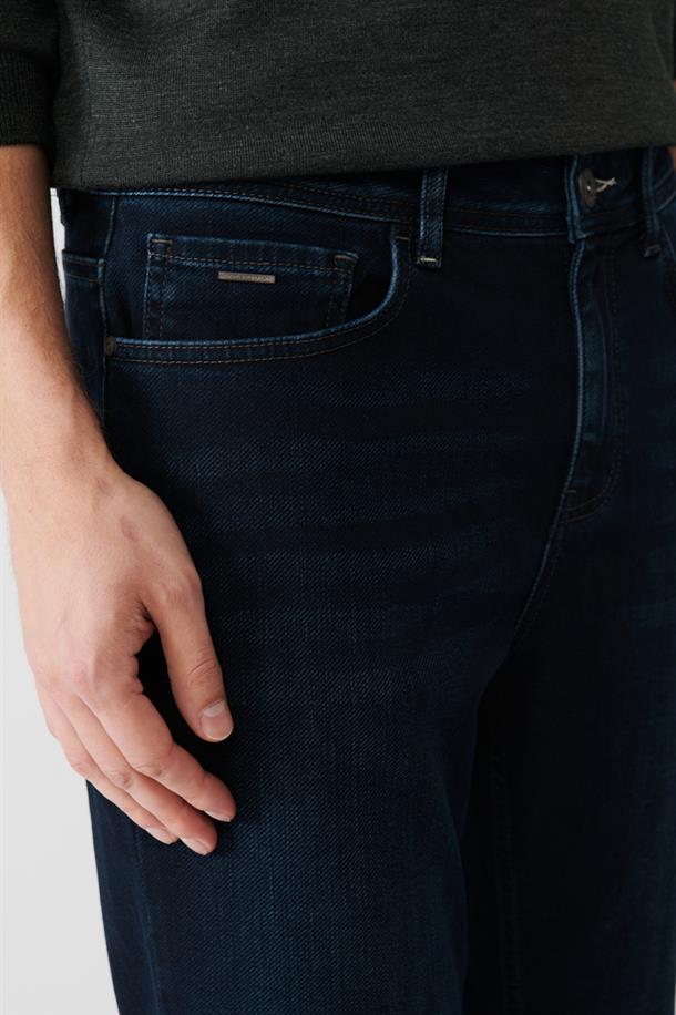 Lacivert Eskitme Yıkama Örme Pantolon