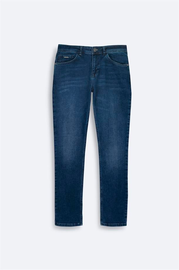 Lacivert Eskitme Yıkamalı Esnek Jean Pantolon