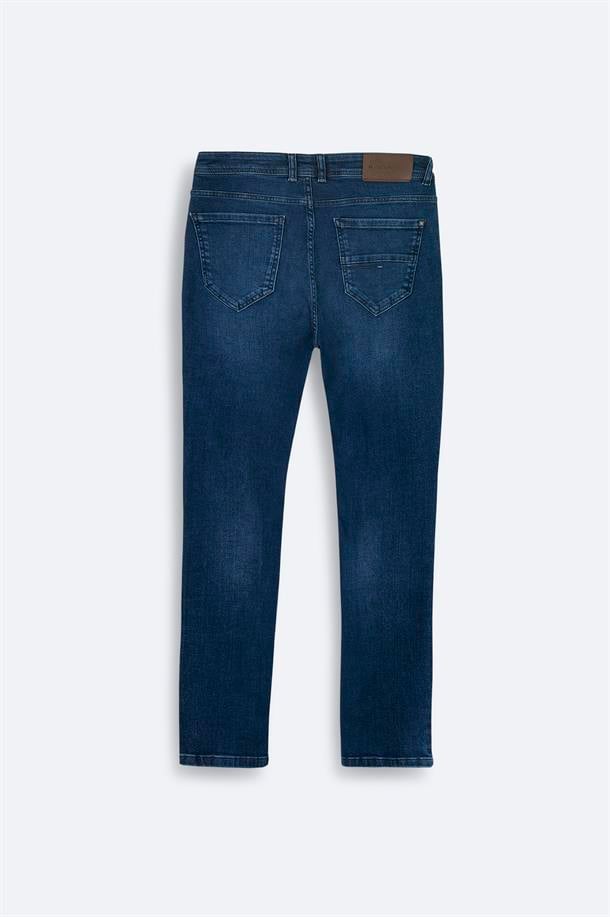 Lacivert Eskitme Yıkamalı Esnek Jean Pantolon