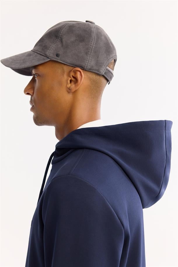 Lacivert Pamuklu Kanguru Cepli İnterlok Sweatshirt