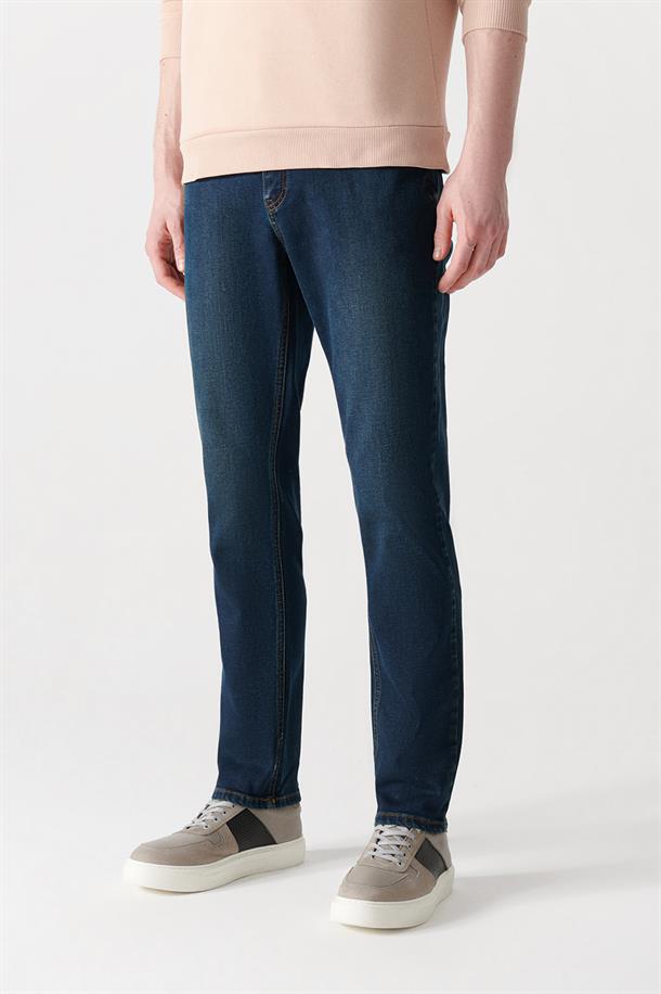 Lacivert Regular Fit Jean Pantolon