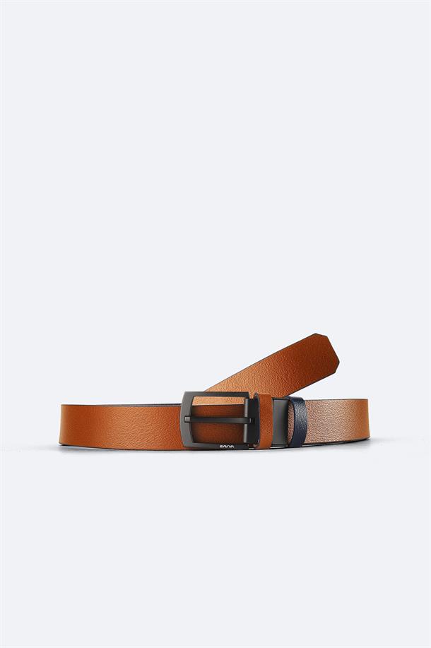 Navy-Tan Double Sided Leather Belt