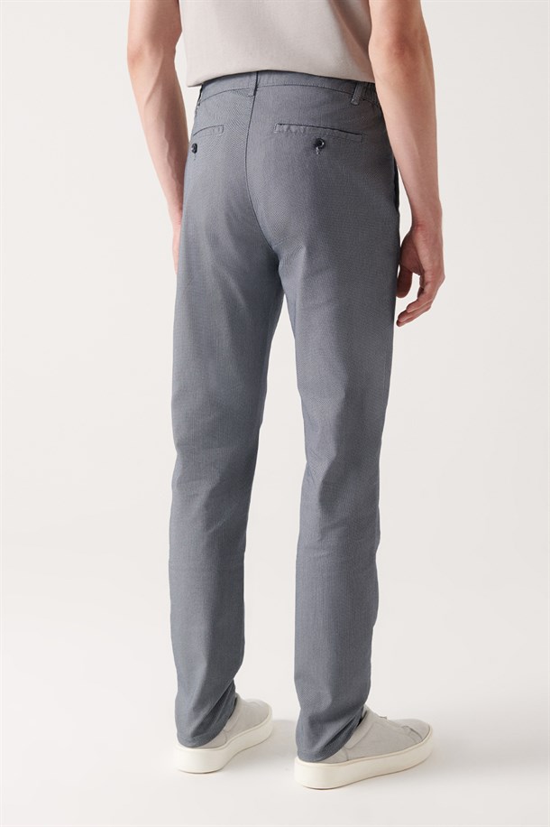 Lacivert Yandan Cepli Comfort Slim Fit Pantolon