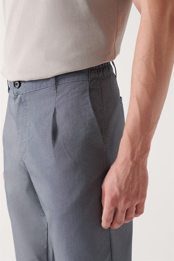 Lacivert Yandan Cepli Comfort Slim Fit Pantolon