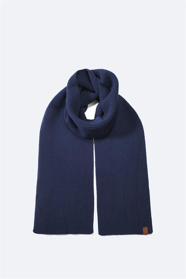 Navy Wool Blend Scarf