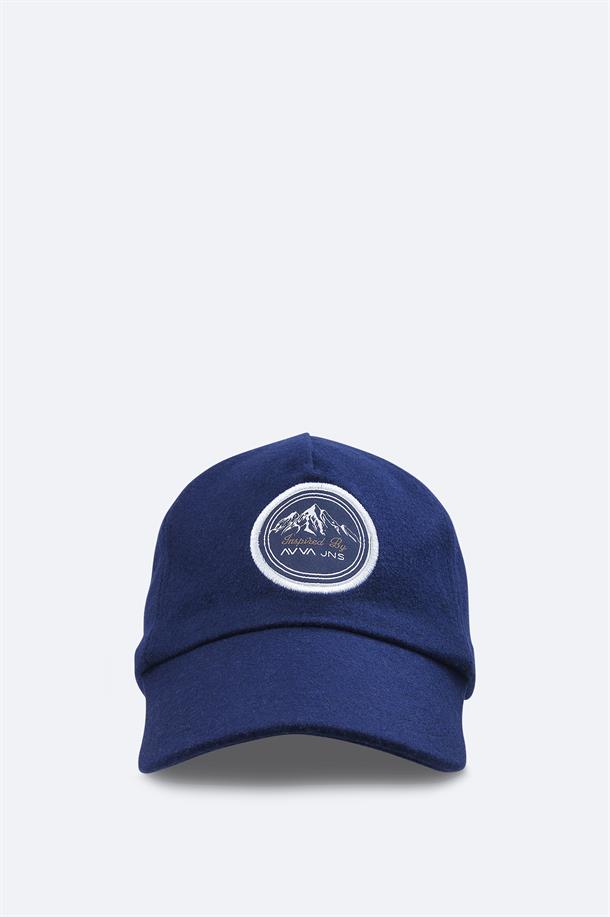 Navy Wool Blend Cap