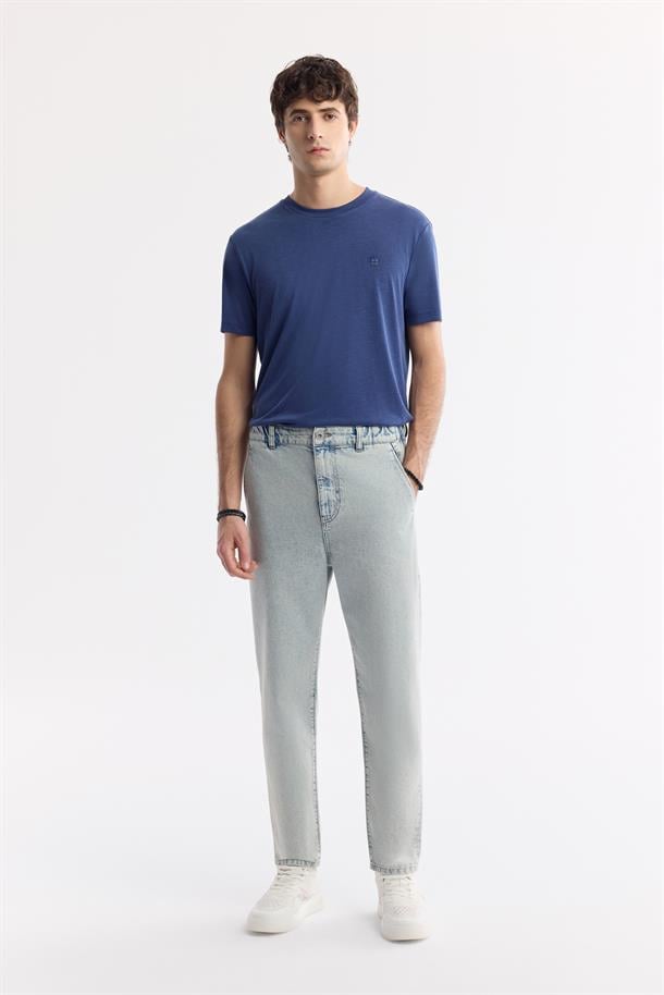 Mavi Eskitme Yıkamalı Denim Pantolon