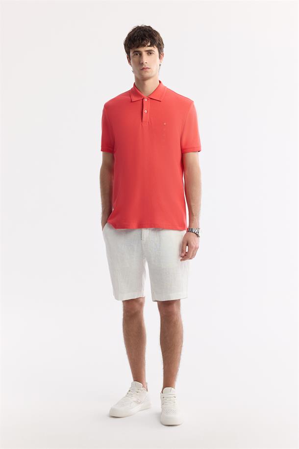Mercan Polo Yaka Kırılmaz Yaka, Serin Tutan, Hızlı Kuruyan Pamuklu T-Shirt