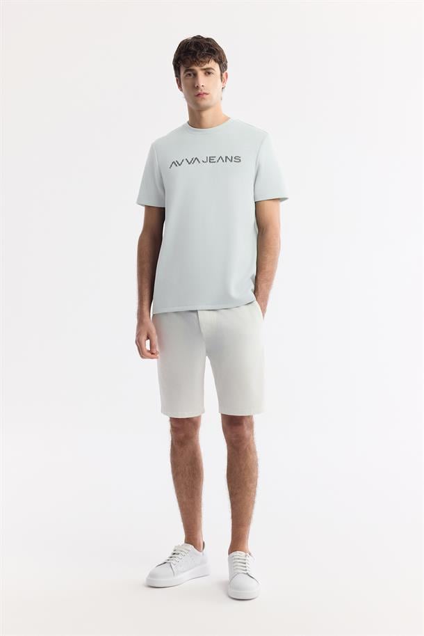 Mint Yeşil Bisiklet Yaka Reflektörlü Bi Stretch İnterlok T-Shirt