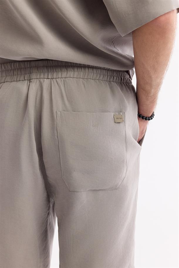 Nardo Gri Beli Lastikli Modal Karışımlı Etenna Relaxed Fit Şort