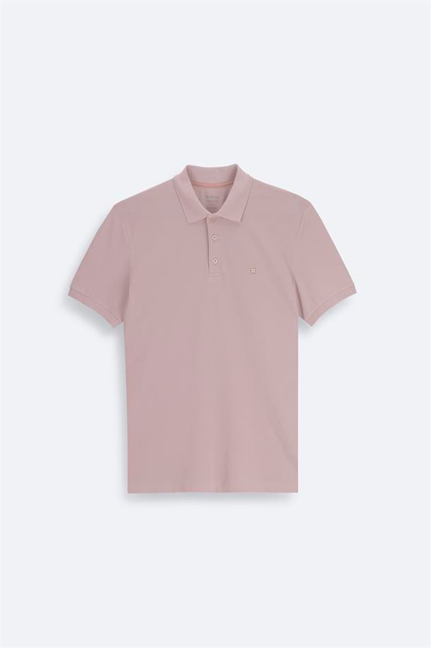 Pudra Basic Pamuklu Polo Yaka T-shirt